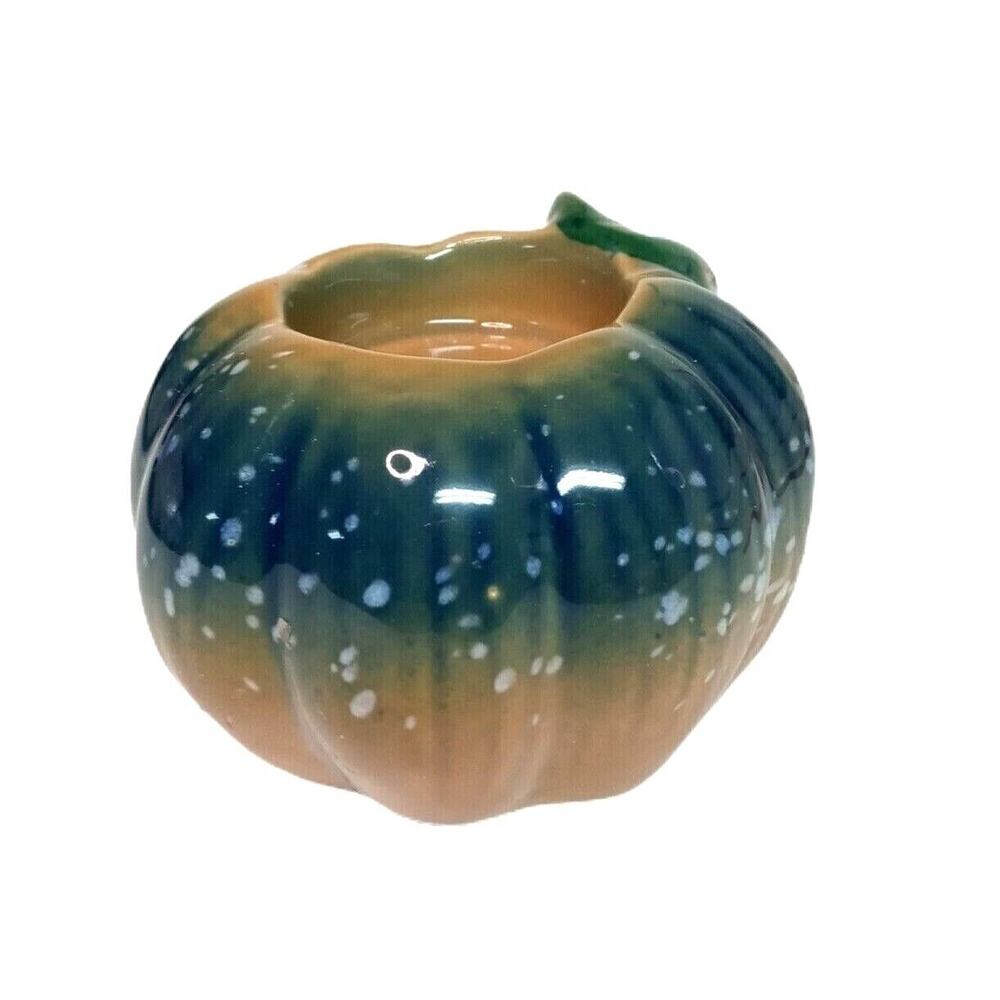 Cozy Autumn Pumpkin Candle Holder Rustic Thanksgiving Home Décor Glazed 3.5"
